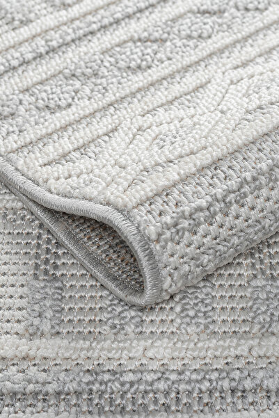 ANUTYA HOME Krem Gri Bohem İskandinav Bukle Loop Sisal Kesme Koridor Mutfak S...