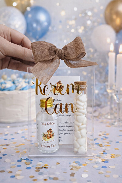 DECORA HOBİ Pleksi Büküm Çantalı, Kolonya ve Şeker Bebek, Baby Shower Hediyel...