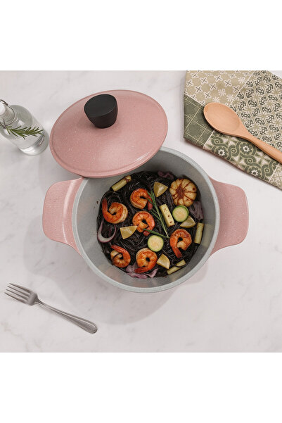 Jewel 22cm Nonstick Stockpot – Pink Cherry Marble Granite Coating, Home & Fam...