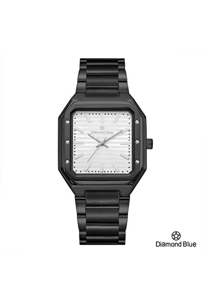 Diamond Blue ساعة دايموند بلو رجالية، سوار أسود وصحن فضي، تباين لوني كلاسيكي ...