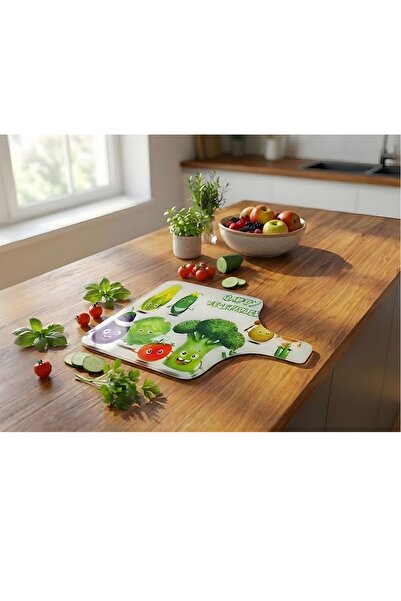 Borambalaj Glass Cutting Board with Broccoli Pattern