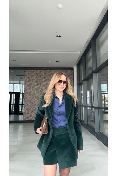 FEMİAS Zümrüt Fletolu Kruvaze Yaka Ceket