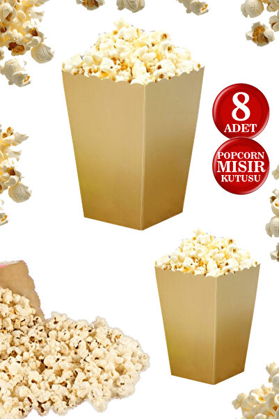 karanca parti süs صندوق ذهبي اللون لحفظ الفشار مكون من 8 قطع