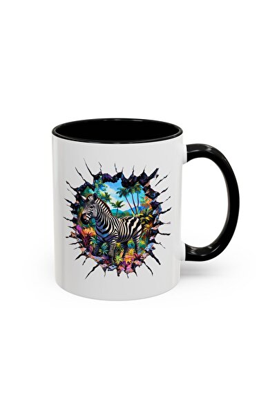 MRN Tasarım 3D Mug Cup Zebra Themed Special Design Porcelain Mug Cup - Gift Mug Cup