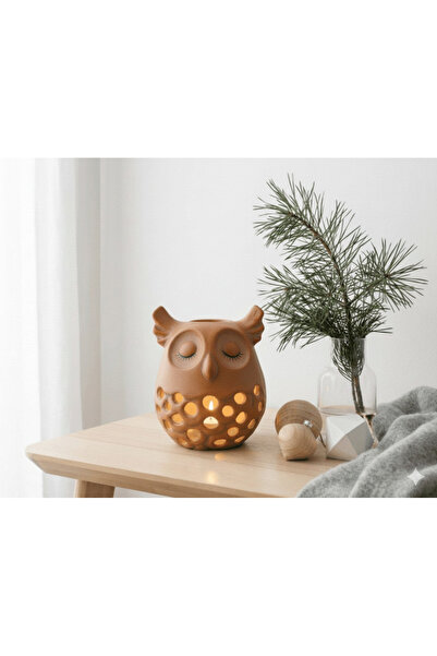 Butik Baykuş Tasarımlı Dekoratif Mum İle Pil Dahil - Hediyelik Gece Lambası G...