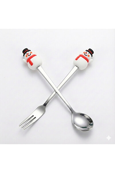 WoodenThings طقم تقديم الفوندو والحلويات من الفولاذ المقاوم للصدأ مع شكل رجل الثلج