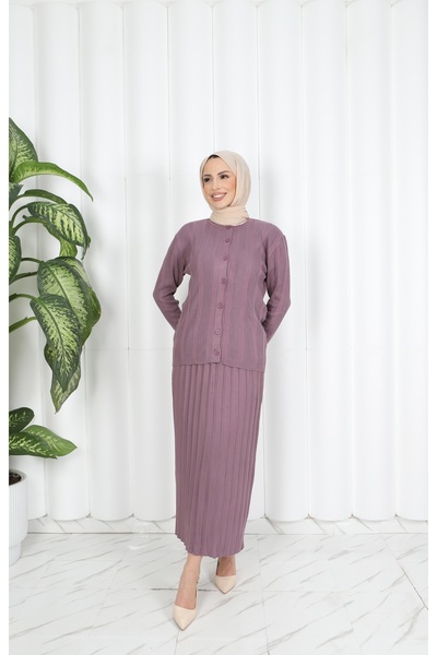 NİSUM MODA Buttoned Pleated Mercerized Skirt Suit