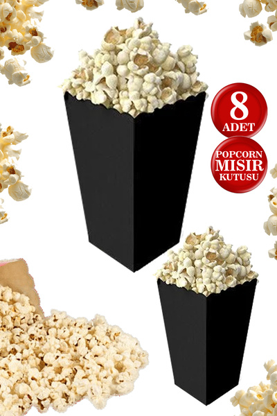 karanca parti süs Black 8-Piece Popcorn Corn Box Popcorn Bucket