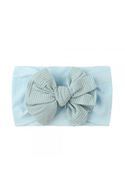 Superbaby Bentita bleu lata cu funda striata aplicata