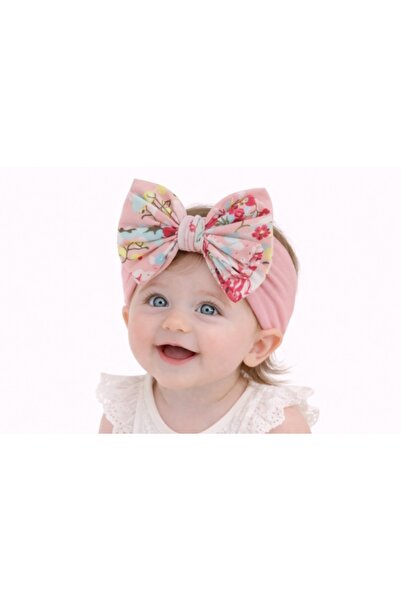 Superbaby Wide banana pink headband with flowered bow