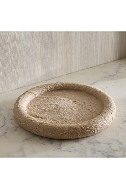 Home Box صينية دائرية من البولي ريزين بلمسة نهائية من الترافرتين من كانتو لوك...