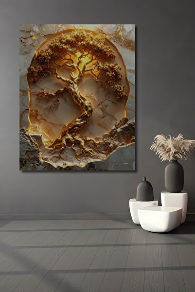 Teona Ahşap Altın Ağaç Yaşam Enerjisi Dekoratif Ahşap Ev,Antre,Salon,Ofis,Mut...