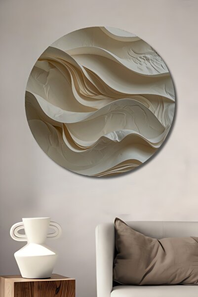 Teona Ahşap Modern Soyut Kağıt Rölyef Sanat Tablosu Dekoratif Ahşap Tablo Yuvarlak Duvar Tablosu