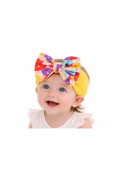 Superbaby Wide yellow headband with flowered bow