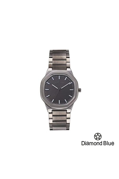 Diamond Blue ساعة دايموند بلو رجالية، سوار رصاصي وصحن أسود، تناغم لوني فريد.