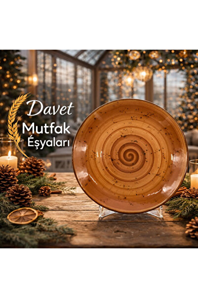 Davet Porselen Kızılkahve Servis Tabağı - Porselen Servis Tabağı