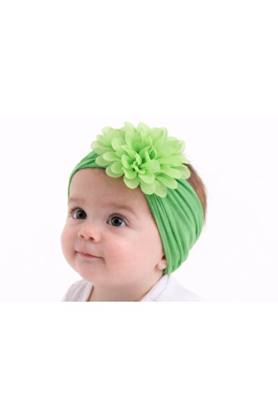 Superbaby Wide green headband with applied flower