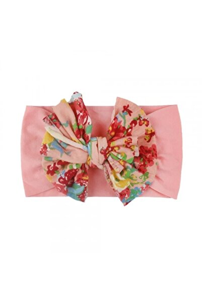 Superbaby Bentita roz somon lata cu fundita inflorata