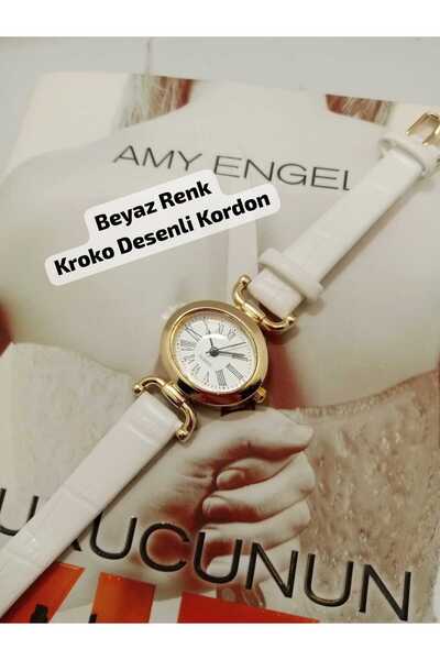 Brality White Color Crocodile Patterned Cord Vintage Retro Model Gold Case Ne...