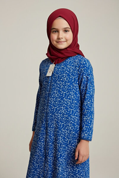 PAMUK VİSKON FERMUARLI MODEL KIZ ÇOCUK NAMAZ ELBİSESİ