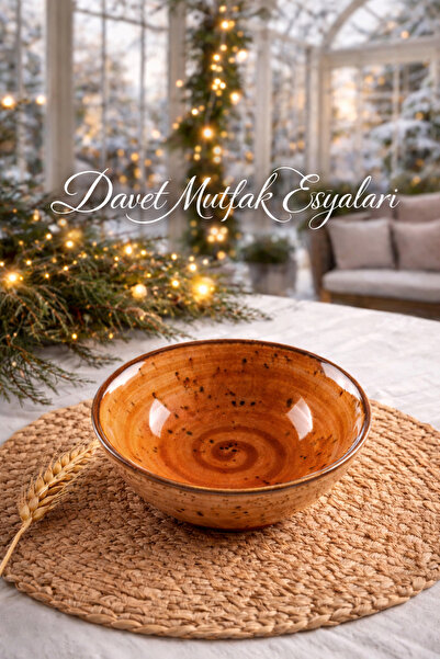 Davet Porselen Kızılkahve Çorba Kasesi - Porselen Çorba Kasesi