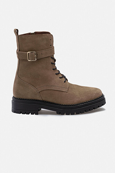 RUJO Vizoni Дамски ботуши от естествена велурена кожа с връзки и цип