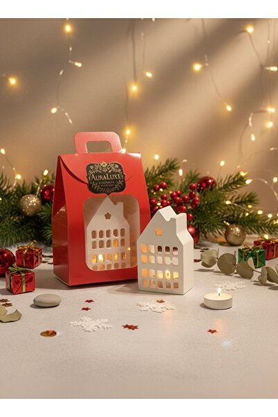 Store Yılbaşı Temalı Taş Tozu Ev Mumluk | Mum ve Hediye Paketi Dahil