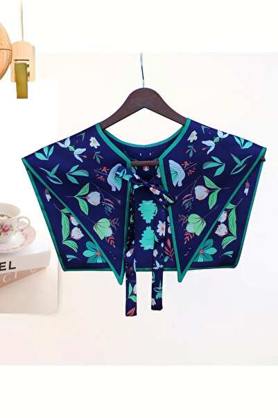 nurfemina Modern Botanical Patterned Artistic Shoulder Shawl |   Midnight Flora Luxury Scarf Collar: