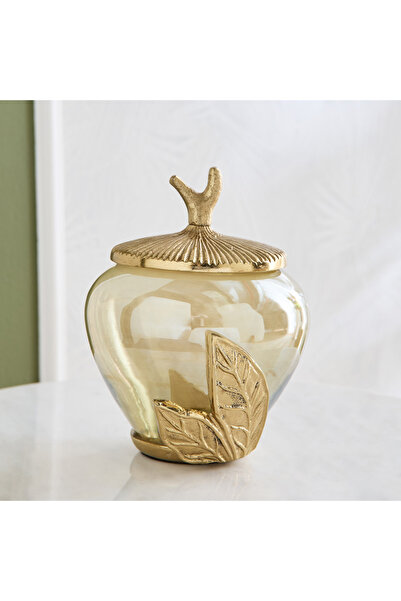 Home Box برطمان زجاجي مزخرف بأوراق الشجر من الألومنيوم من إتيرنيتي بلوم - 18×...