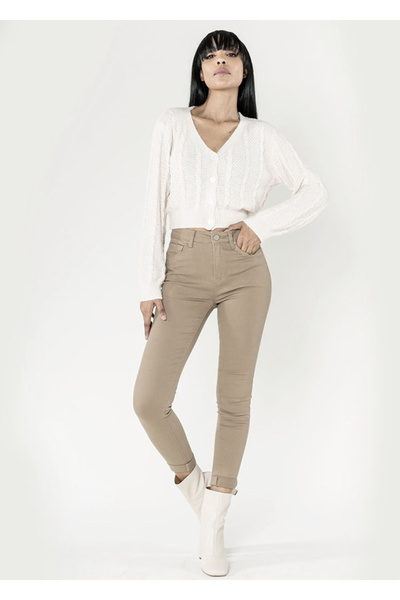 Nina Carter Women's Slim Jeans Taupe Brown P109-65 M8