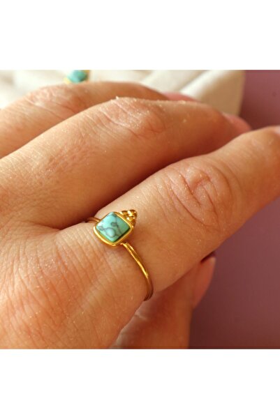 B Design jewelry Turkuaz Taşlı Çelik Yüzük