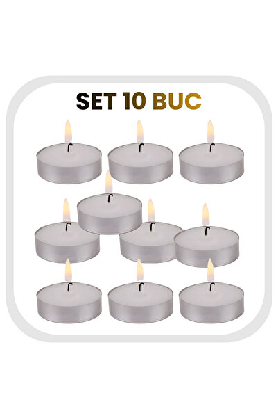 OEM Set of 10 Pill Candles, Ø3.7 x 1.5cm, Tealight, unscented, White