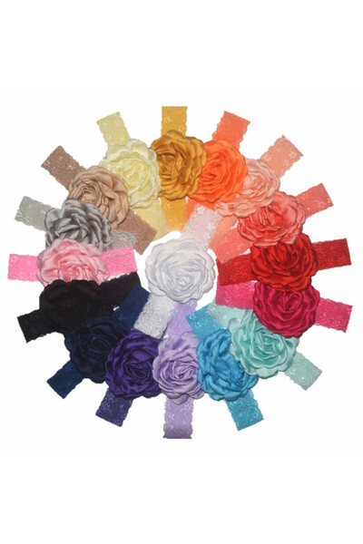 Superbaby Bentita din dantela cu floare din saten