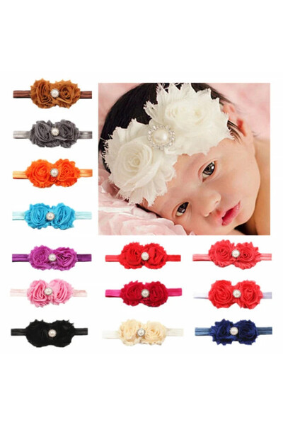 Superbaby Bentita cu flori si strasuri aplicate