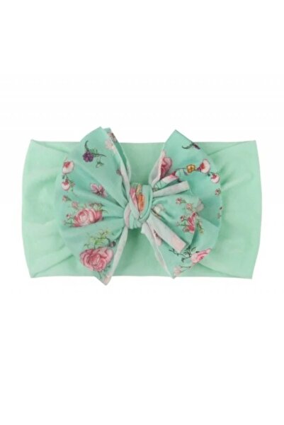 Superbaby Bentita verde menta lata cu funda inflorata aplicata