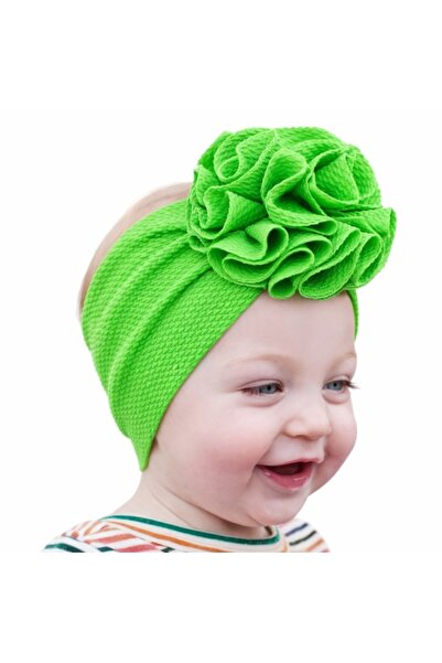 Superbaby Wide neon green headband with flower