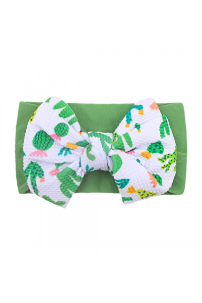 Superbaby Bentita verde lata cu fundita cu imprimeu