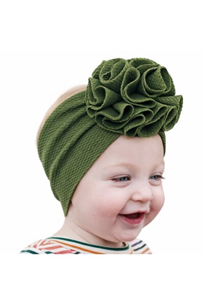 Superbaby Wide dark green headband with flower