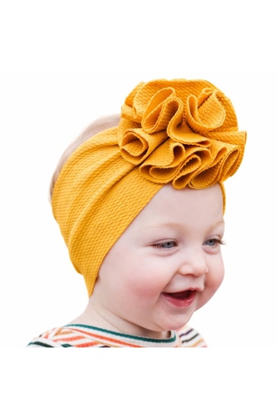 Superbaby Bentita galben mustar lata cu floare