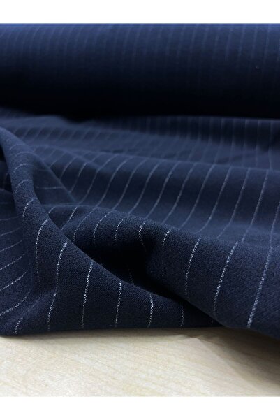 Kumaş Sevdası قماش كشمير شتوي مخطط باللون الأزرق الداكن (معطف، جاكيت، سترة) (عرض 140 سم) جودة أولى لا يسبب تكتل الشعر