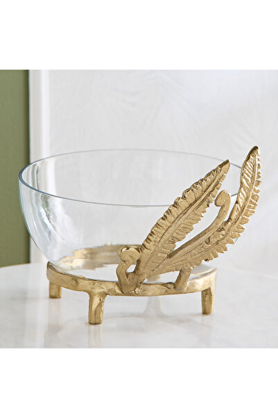 Generic Eternity Bloom Aluminium Fern Twine Footed Glass Bowl - 26x25x18 cm