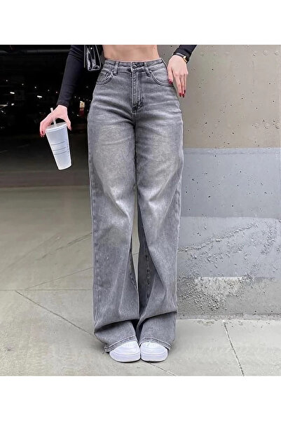 BALİNA Yıkama Detaylı Retro Baggy Jean Gri -THE SOLO