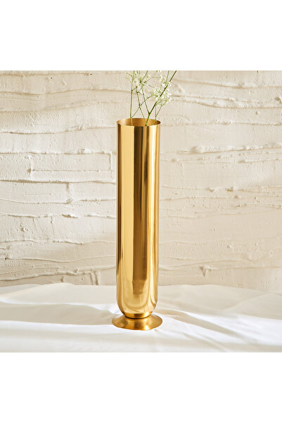 Home Box مزهرية أسطوانية مزخرفة من بليس سامايا مع قاعدة - 12×12×50 سم