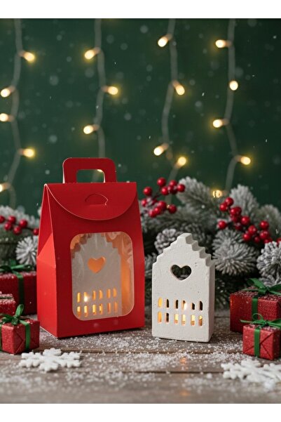 Store Yılbaşı Temalı Taş Tozu Ev Mumluk | Mum ve Hediye Paketi Dahil