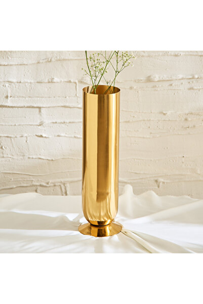 Home Box مزهرية أسطوانية مزخرفة من بليس سامايا مع قاعدة - 12×12×40 سم