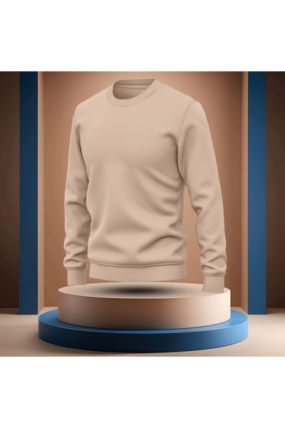 Bulvar Lee Crew Neck Plain Stretch Fabric Men's Sweatshirt