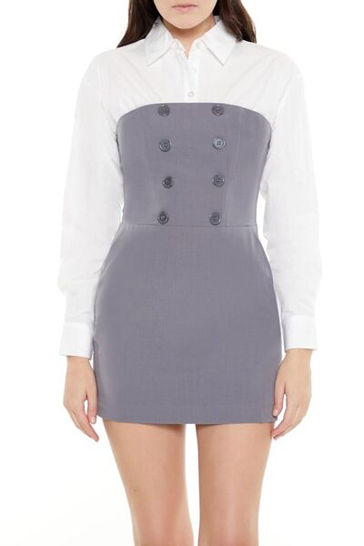 Forever 21 Gömlek Detaylı Straplez Mini Elbise