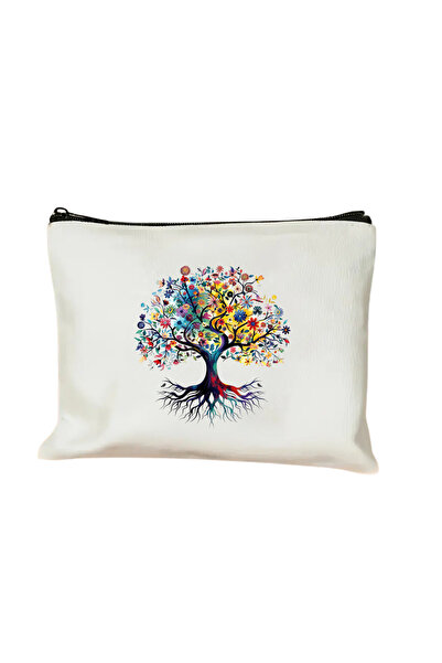 Elbasan Tekstil Καμβάς θήκη μακιγιάζ Θήκη για στυλό Life Tree με τύπωμα