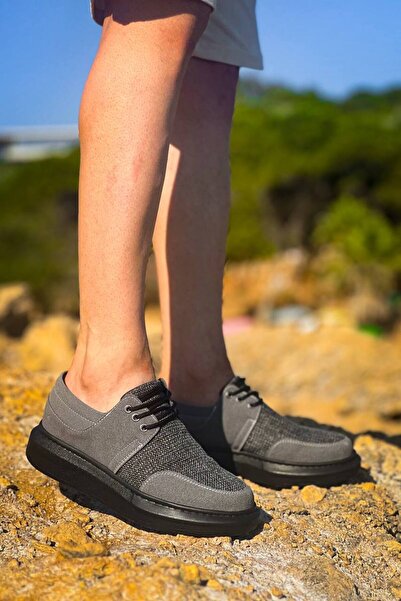 Mhoda Shoes Rlx 042 Men's Casual Lace-Up Suede Linen Classic Shoes Skst - Gray