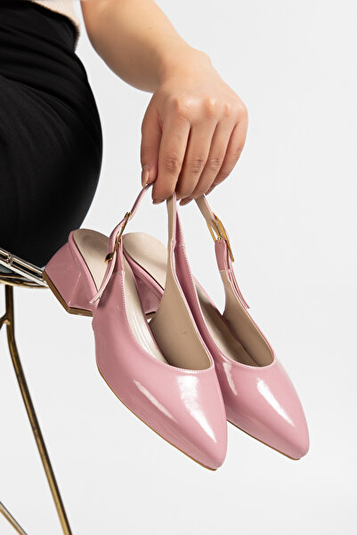 perry shoes LORY 3 cm Topuklu, Gold Tokalı Kadın Rugan Slingback Ayakkabı